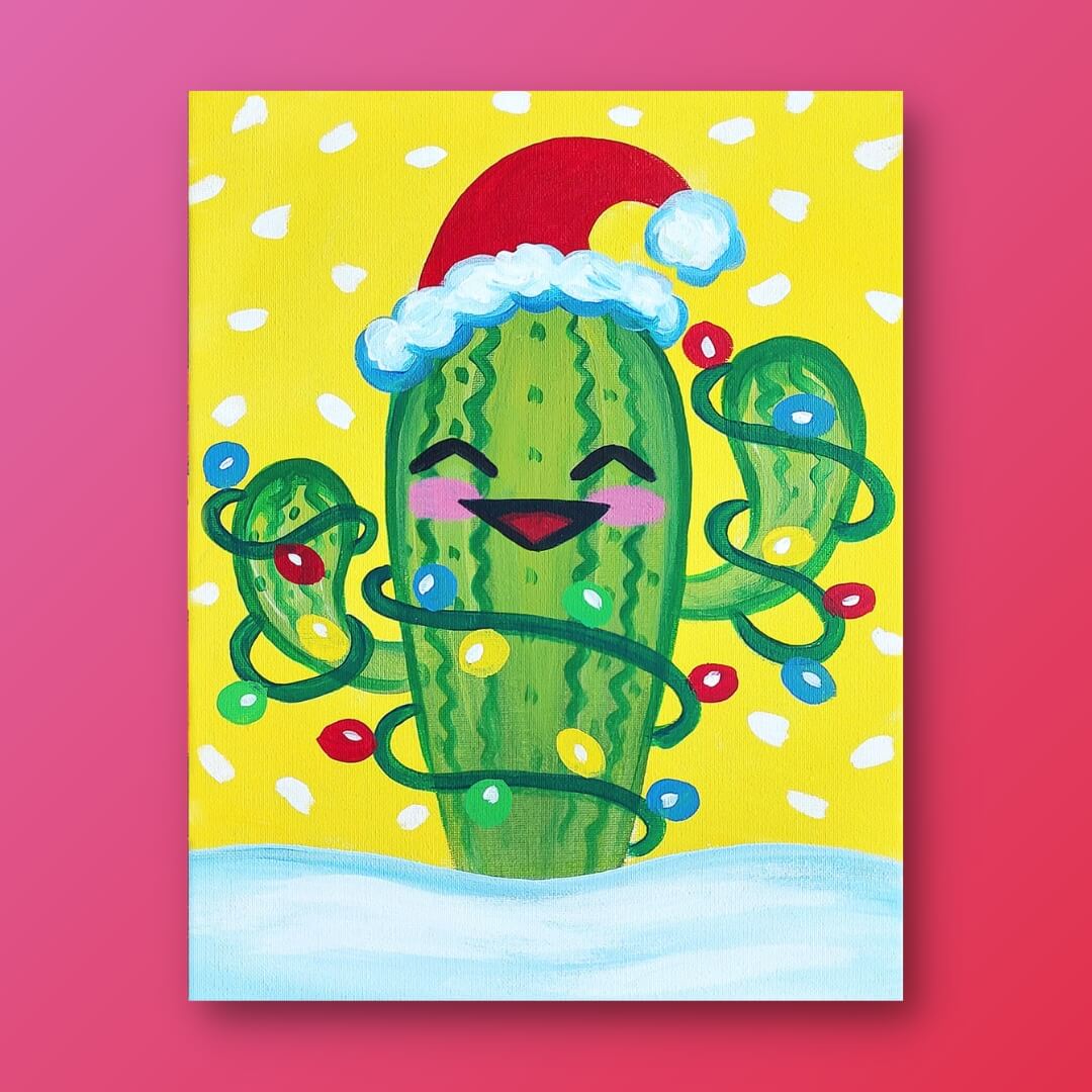 happy painting kaktus Christmas Cactus Kids Art Kit & Painting Tutorial