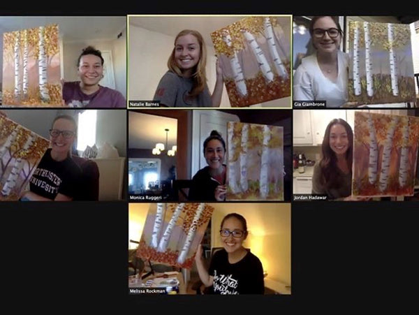 Golden Birch Trees Virtual Paint Party
