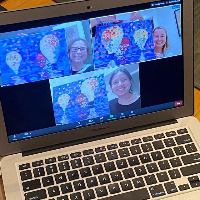 Virtual Paint Party on Zoom with 3 participants