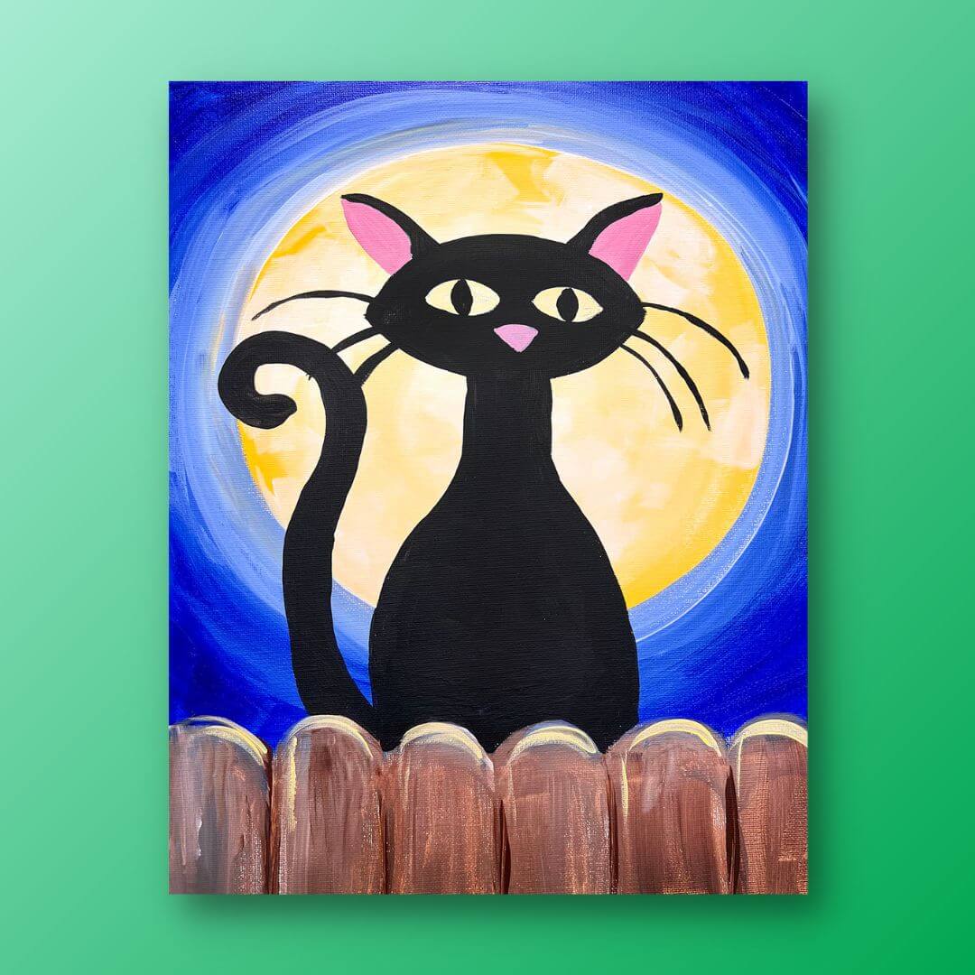 Black sales cat painting