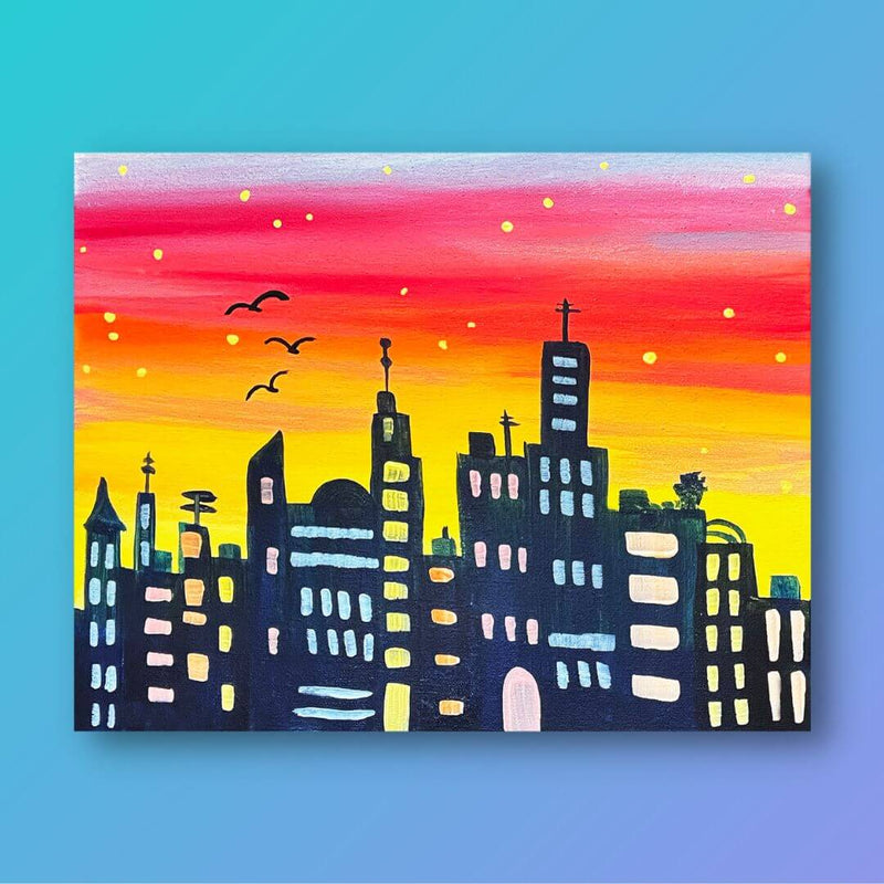 How to Paint a Sunset Cityscape For Beginners (Easy)
