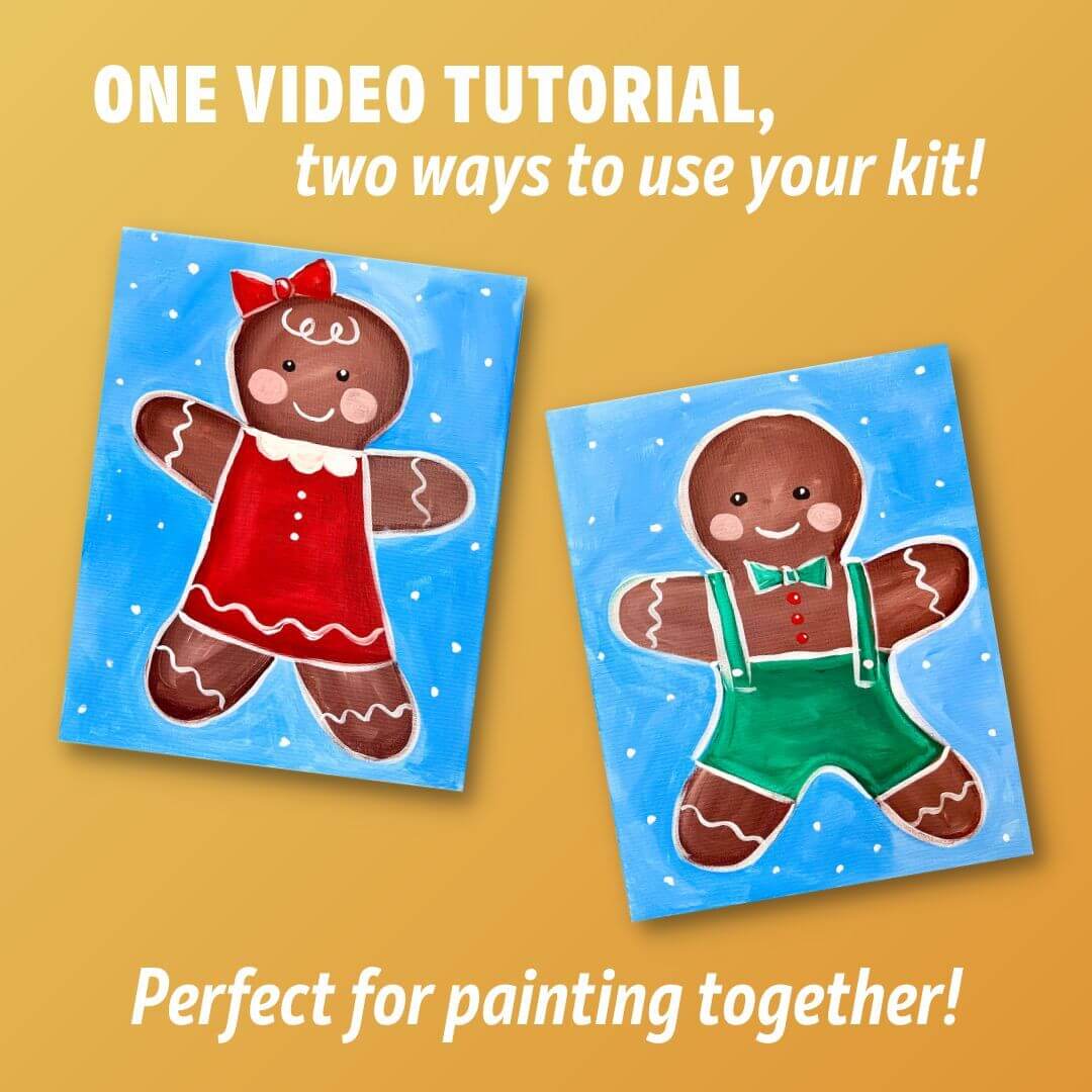 Gingerbread Holiday Painting Kit and Written Instructions — Petite