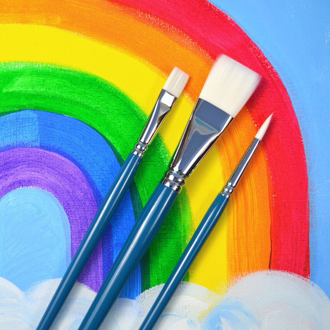 JR Paintbrush Set for Acrylics / Set of 3 / Short Handle